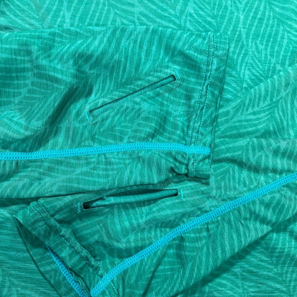 NRS Shirt Men's Teal Leaf Print Hooded Long Sleeve Rash Guard Pullover Medium - Picture 7 of 12